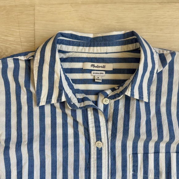 Madewell Oversized Blue and White Striped Button Down M - Picture 2 of 4